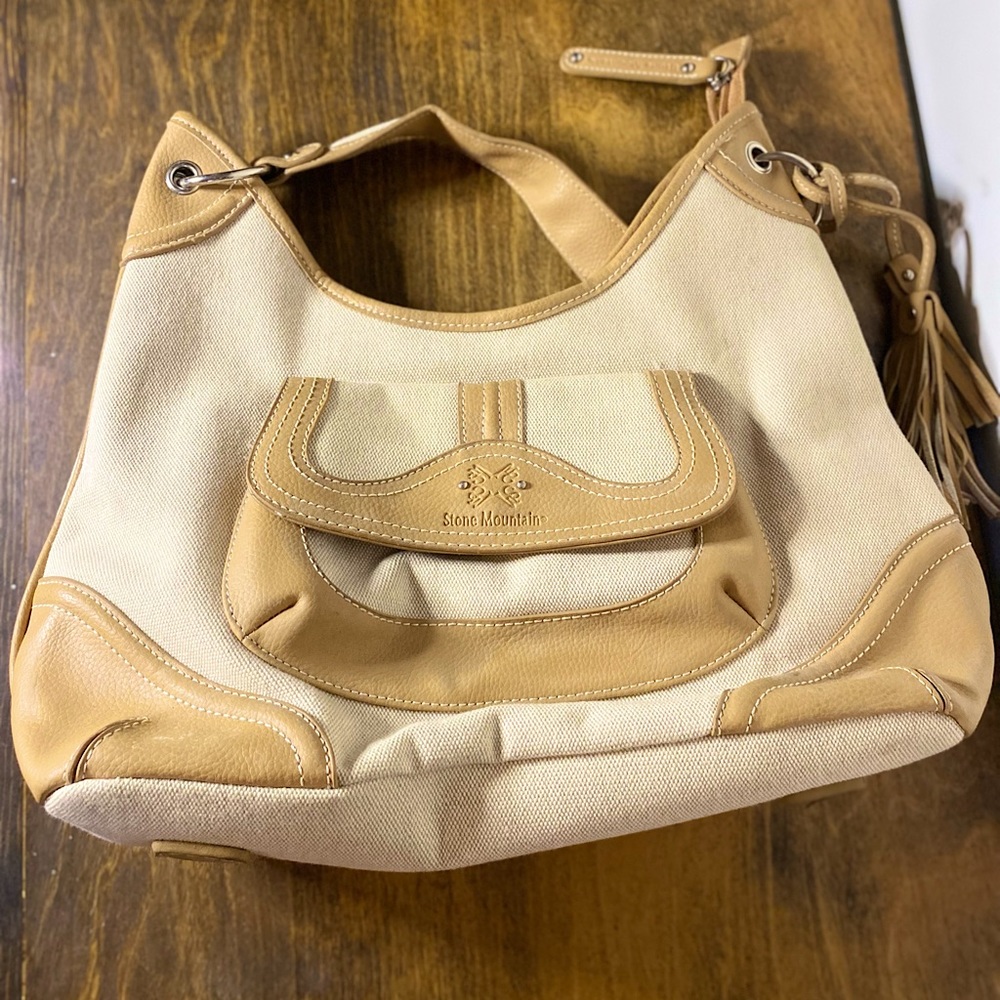 Stone Mountain canvas and genuine leather handbag